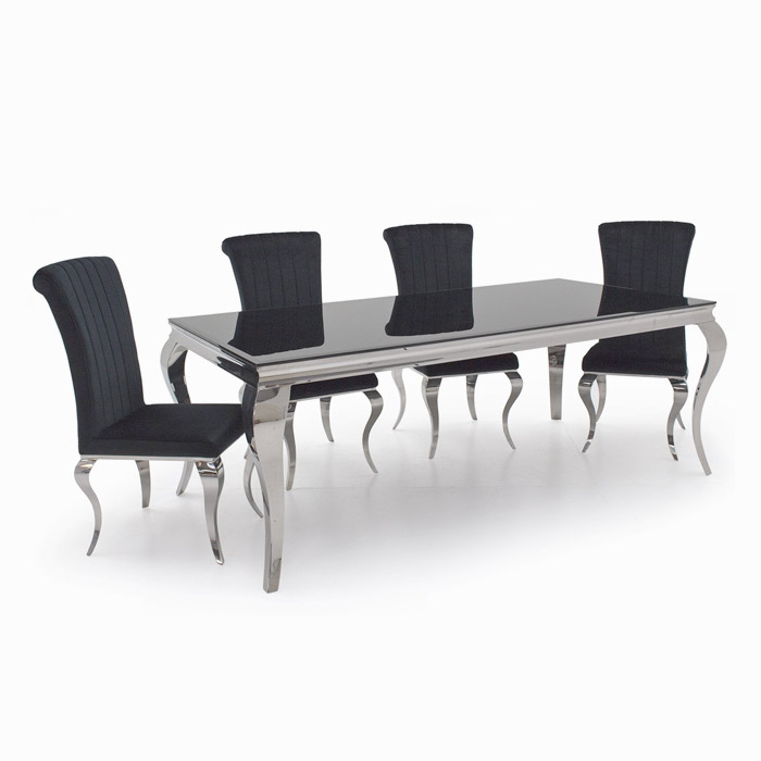 Louis Black Dining Table With 4 Chairs, Louis Dining Table And Chairs White