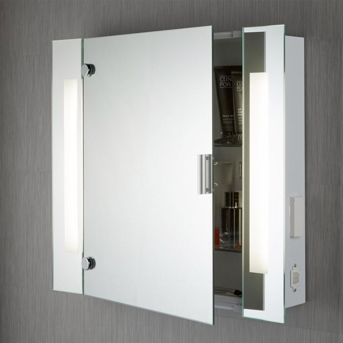 Illunimated Bathroom Mirror Cabinet With Shaver Socket Ip44