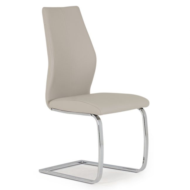 lavish_ Modern beige dining chair with a high back and chrome base, perfect for Southport home decor.