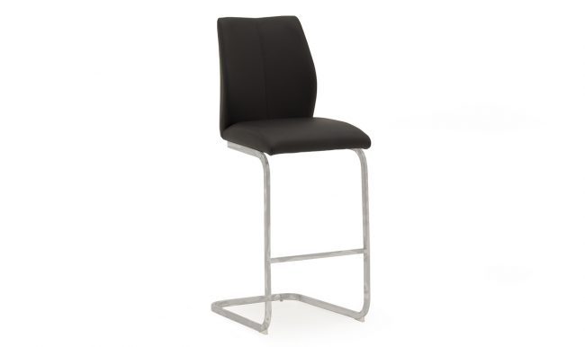lavish_ Modern black bar stool with chrome base on a white background, perfect for Southport interior design.