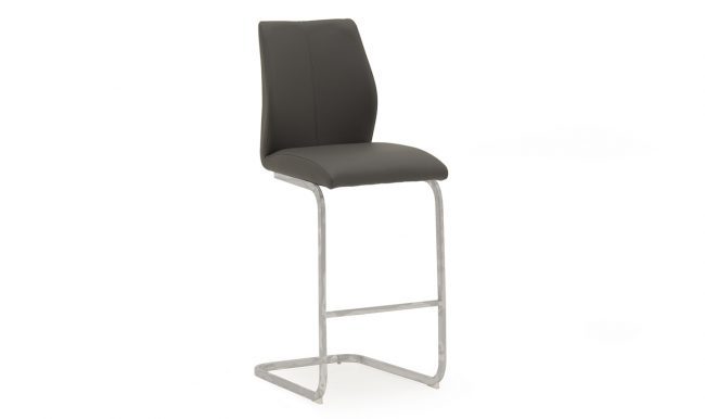 lavish_ Modern gray bar stool with a high back and metal frame, perfect for Southport home decor.