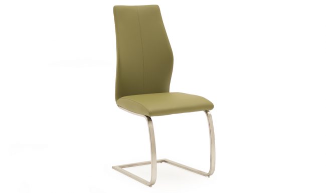 lavish_ Modern olive green chair with a high back and metal base, perfect for Southport home decor, on a white background.