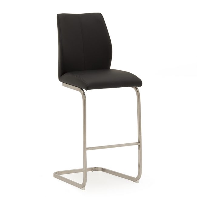 lavish_ Modern black bar stool with a metal frame, ideal for home decor, against a white background.