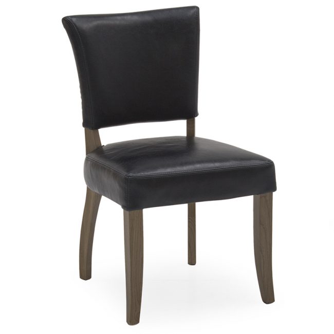 lavish_ Black upholstered dining chair with wooden legs, perfect for southport home decor.