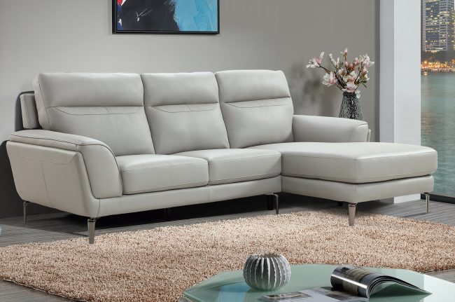 lavish_ Modern light gray Vitalia corner sofa (RHF) in a contemporary living room setting.