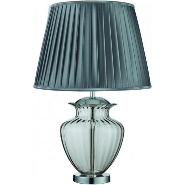 lavish_ Elina glass table lamp with pleated blue shade, perfect for Southport interior design.