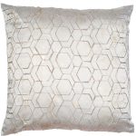 lavish_ Sentence with product name: A Jaan Cushion with a white and gold hexagonal pattern, perfect for Southport home decor.