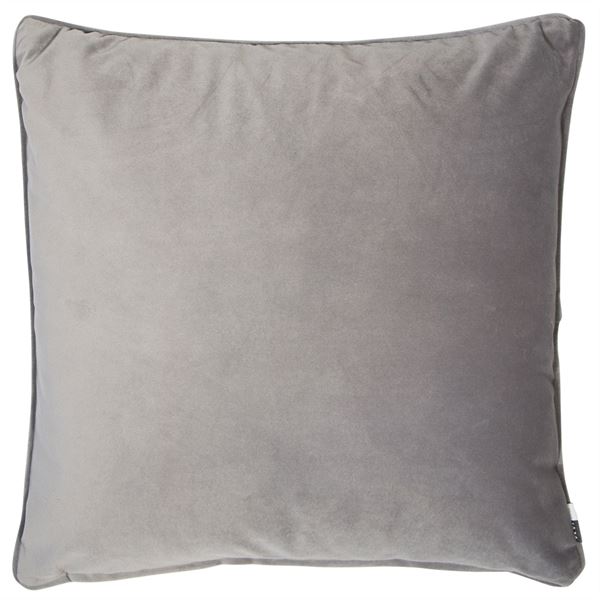 lavish_ Luxe Grey cushion on a white background, perfect for interior design themes.