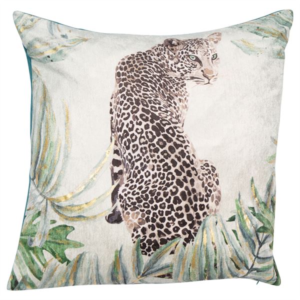 lavish_ Jaguar Cushion with a plant design, perfect for Southport home decor.