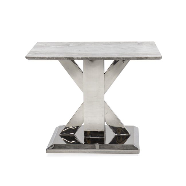 lavish_ Modern Tremmen Lamp Table - Milan Grey with a marble top.
