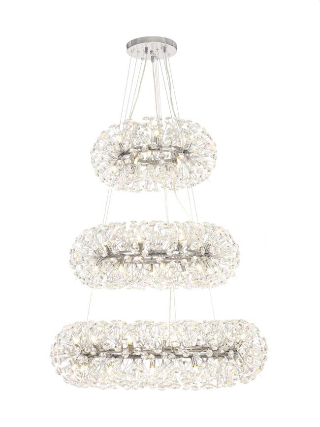 lavish_ Elegant Beverley 3 Tier 58 Light Pendant Crystal Chandelier perfect for home decor.