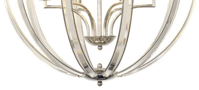 lavish_ Elegant modern Edwardian Large Round Pendant Light with curving metal arms, a polished finish, and southport-inspired home decor elegance.