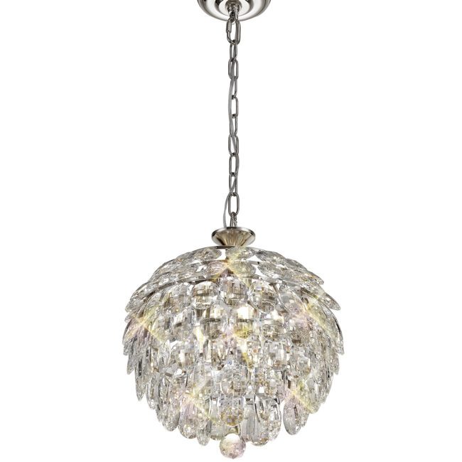 lavish_ Mayfair Crystal 3 Light Pendant with a chrome finish suspended by a chain, perfect for southport interior design.
