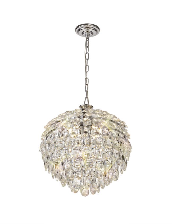 lavish_ Mayfair Crystal 6 Light Pendant with pendant lights hanging from a chain, perfect for Southport home decor.