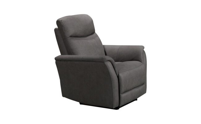 lavish_ Dark gray upholstered recliner chair ideal for home decor and interior design, presented against a white background.