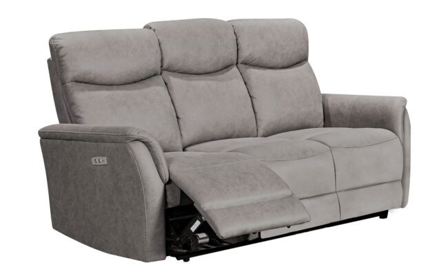 lavish_ A gray reclining sofa with extended footrests, perfect for any southport home decor.