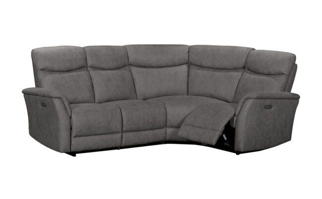 lavish_ Gray reclining sectional sofa with two reclining end seats, perfect for home decor and interior design.