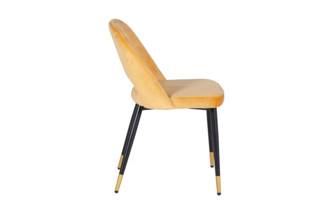 lavish_ Brianna Dining Chair Mustard with black and gold legs against a white background, perfect for southport interior design.