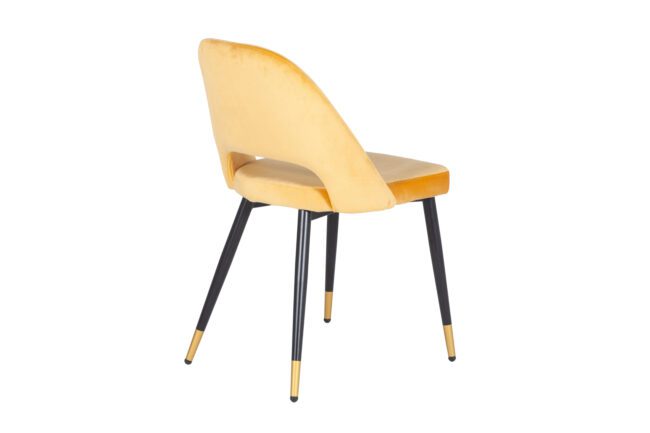 lavish_ Brianna Dining Chair Mustard with black legs and gold tips against a white background.