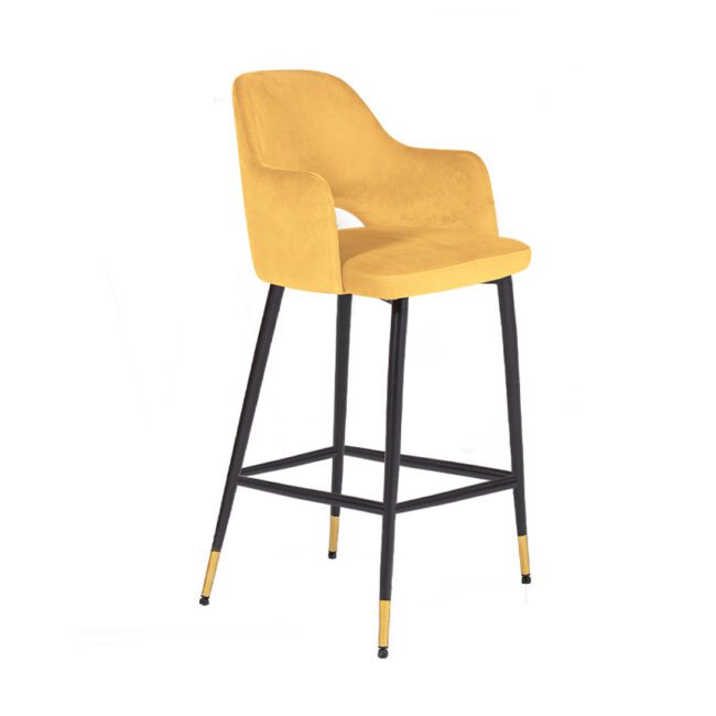 lavish_ Modern Brianna Bar Chair Mustard with black metal legs, perfect for Southport interior design.