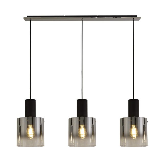lavish_ Modern Bonnie 3 Light Linear Pendant with clear glass shades and visible filament bulbs, perfect for Southport home decor.