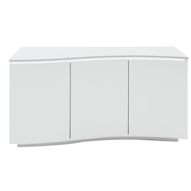 lavish_ Lazzaro Sideboard - White Gloss with LED curved front office desk with closed panels, perfect for Southport-inspired home decor furniture.