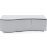 lavish_ Modern curved Lazzaro TV Cabinet - Light Grey Matt with LED on a white background, perfect for Southport interior design.