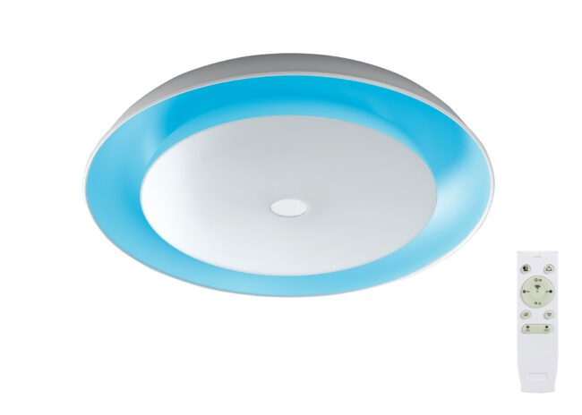 lavish_ Evie Bluetooth Speaker Ceiling Light with color control and a remote, perfect for interior design, on a white background.