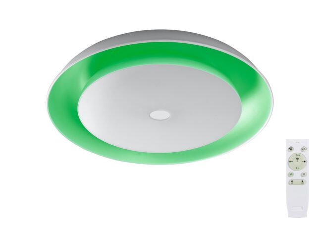 lavish_ Evie Bluetooth Speaker Ceiling Light with green accent and remote control for home decor.