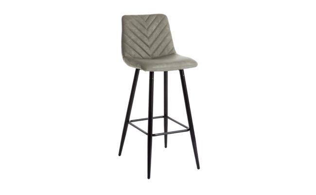lavish_ Melba Bar Stool - Taupe with chevron patterned upholstery and black metal legs, perfect for contemporary home decor and interior design.