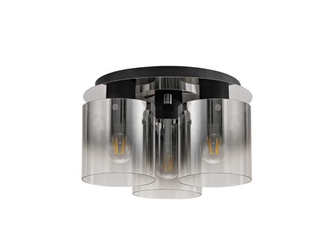 lavish_ Modern Bonnie Round Ceiling Flush with visible filament bulbs and black/smoke fade glass shades, perfect for your home decor.