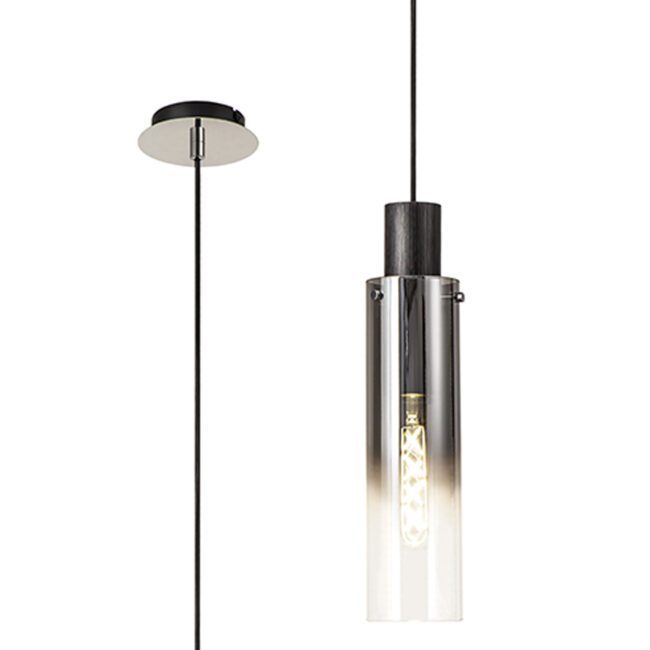 lavish_ Bonnie Slim Single Pendant with cylindrical glass shade and visible filament bulb, ideal for home decor.