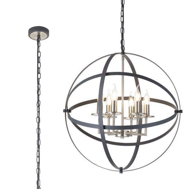 lavish_ Saturn Pendant with candle-like bulbs hanging from a chain, perfect for enhancing your home decor.