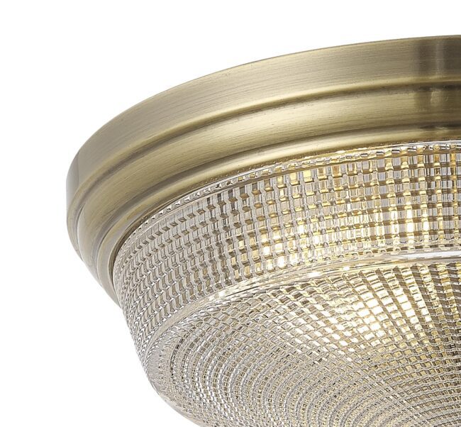 lavish_ Close-up of a Helena 2 Light E27 Flush Ceiling Light with mesh pattern detail, perfect for Southport home decor.