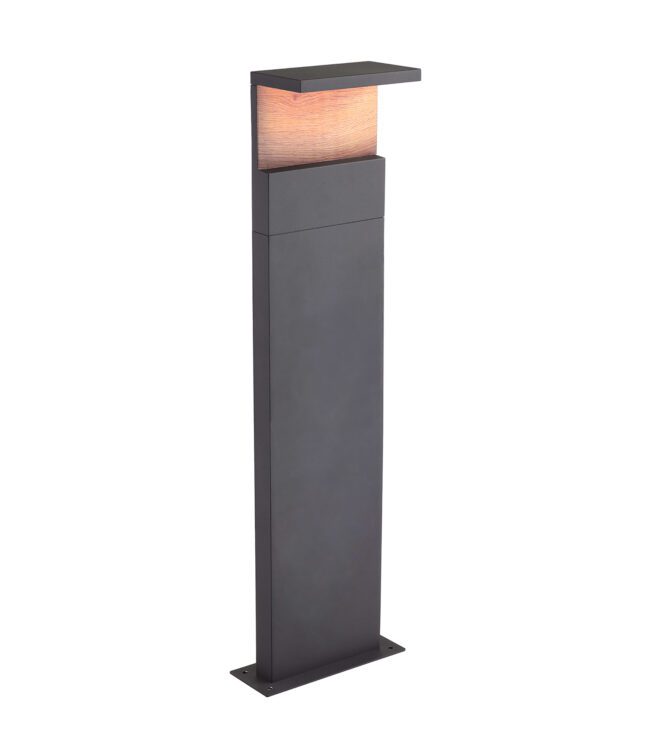 lavish_ Modern outdoor Ruka floor lamp large with wood accent, rectangular design, and Southport-inspired aesthetics.