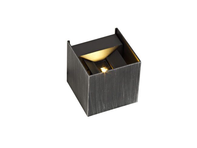 lavish_ Modern Harry Up & Downward Lighting Wall Lamp with a minimalist cube design and an inner gold finish, perfect for interior design and home decor.