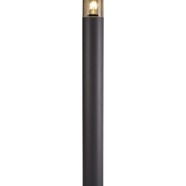 lavish_ Modern cylindrical Leo 90cm Post Lamp with an illuminated light bulb on top against a white background, perfect for Southport home decor.