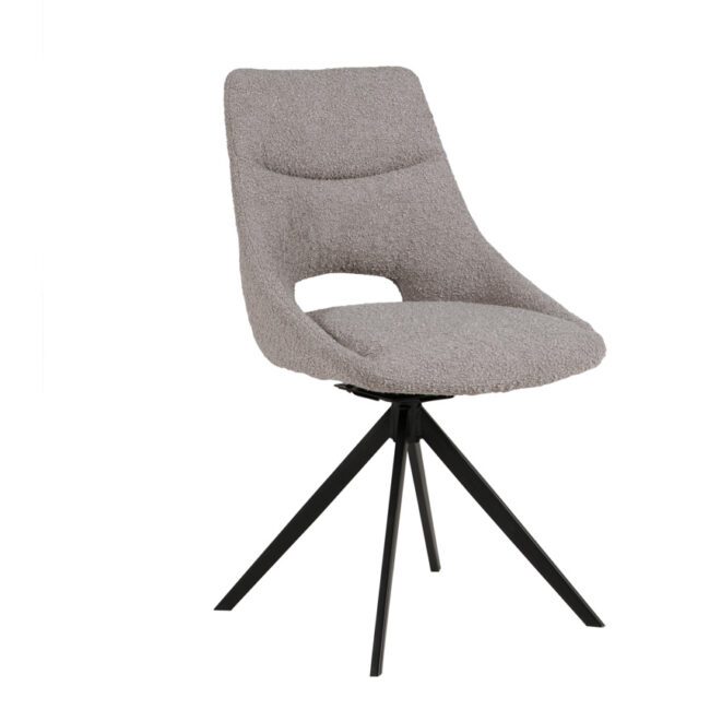 lavish_ Modern Barefoot Dining Chair - Grey with black metal legs.