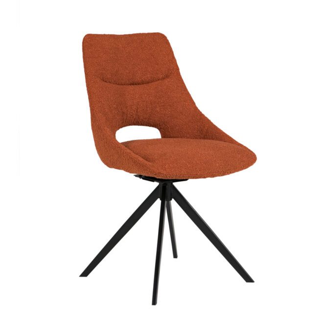 lavish_ Modern Barefoot Dining Chair - Rust with a black metal base against a white background.