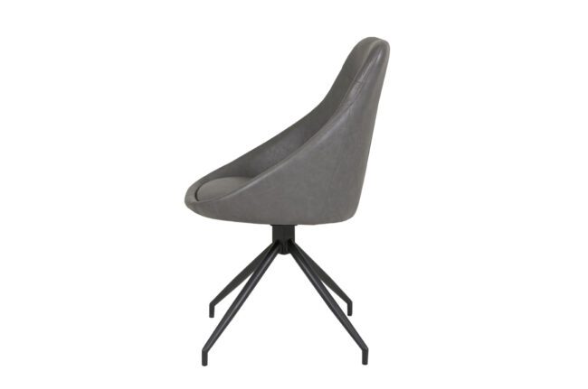 lavish_ Modern Hendrix Dining Chair-Grey(PU) with black metal legs on a white background, perfect for Southport interior design.