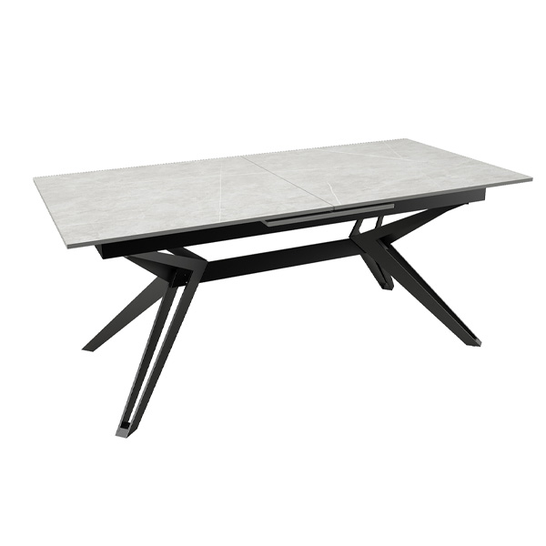 lavish_ Kore Extending Dining Table 1800-2300 with a stone finish top and black metal base, perfect for interior design and home decor enthusiasts.