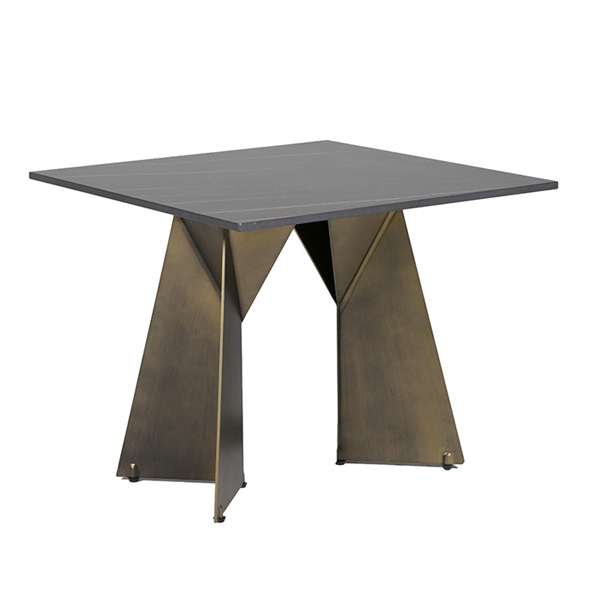 lavish_ Modern Osiris Lamp Table - Stone Golden Black with metal angled legs, perfect for Southport home decor.