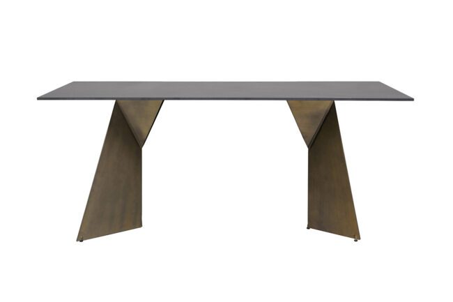 lavish_ Modern Osiris Dining Table 1800 - Stone Golden Black with a rectangular top and angled metal legs, perfect for Southport interior design.