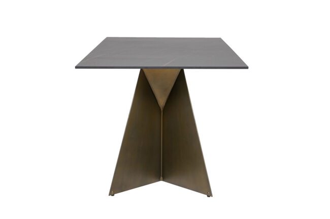 lavish_ Modern Osiris Dining Table 1800 - Stone Golden Black with a triangular base on a white background, perfect for Southport interior design.
