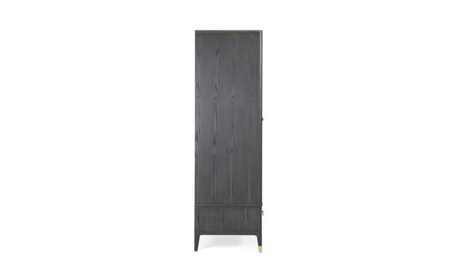 lavish_ Tall, slender Diletta Wardrobe 2 Door 2 Drawer- Ebony with minimalistic design and tapered legs, perfect for Southport interior design.