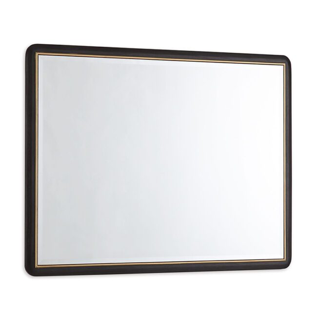lavish_ A rectangular Diletta Mirror - Ebony with a slim black frame, perfect for Southport home decor.