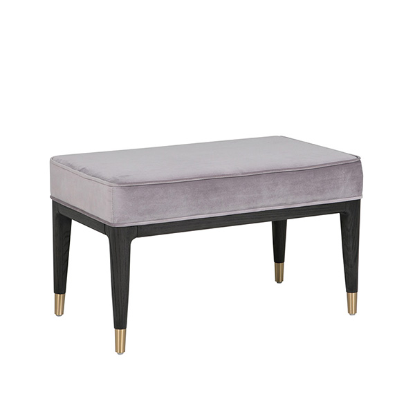 lavish_ Modern upholstered Diletta Dressing Stool with black wooden legs and gold-colored feet, ideal for Southport interior design.