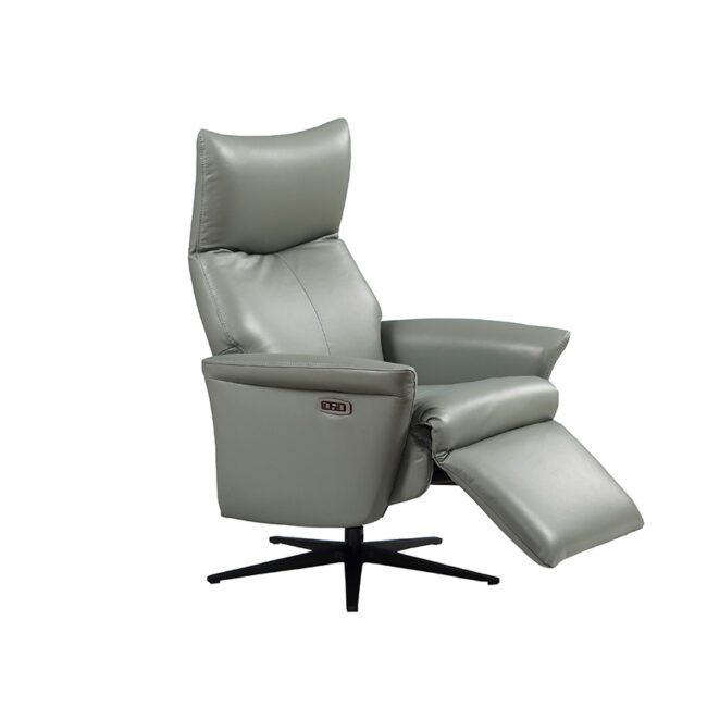 lavish_ Southport gray Leandro Electric Reclining Accent Chair - Steel with extended footrest.