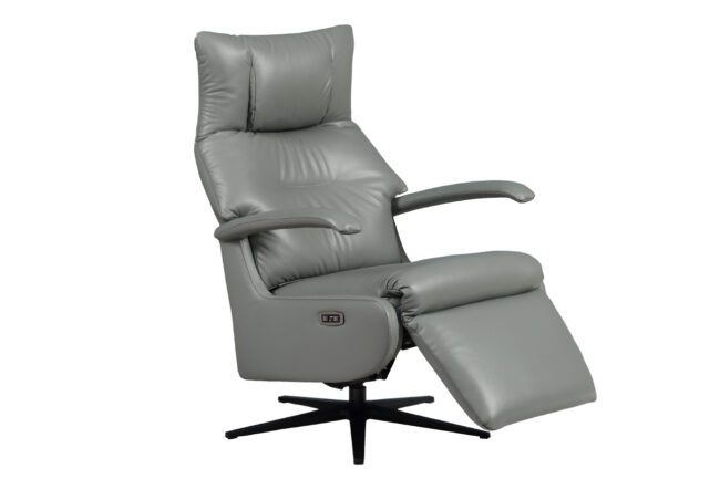 lavish_ Luca Electric Reclining Accent Chair - Steel with extended footrest, ideal for any southport furniture collection.