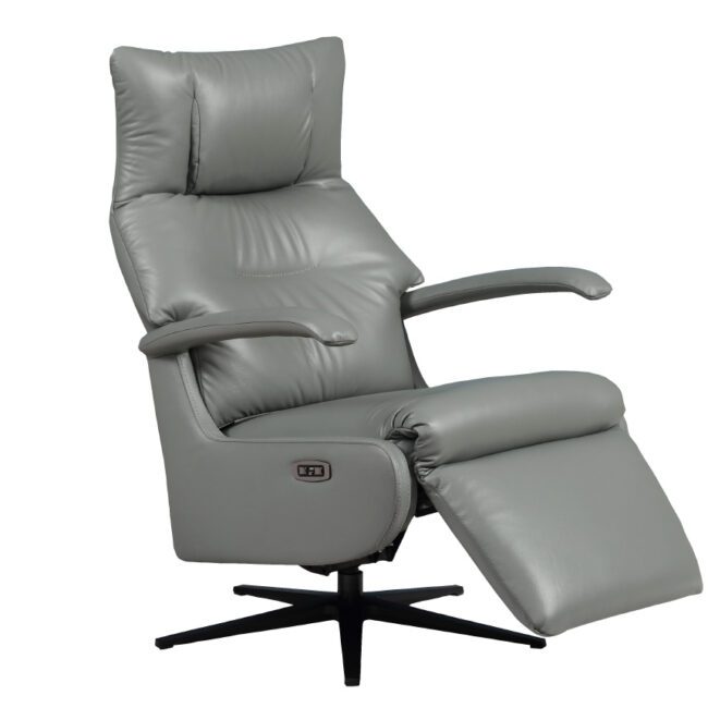lavish_ Luca Electric Reclining Accent Chair - Steel with extended footrest, ideal for any southport furniture collection.